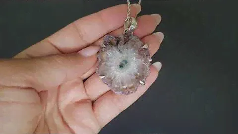 Кулон друза серебро Цветок подвеска кварц большой натуральный камень