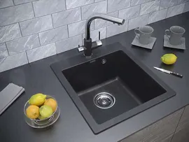 Paulmark Zemar Мойка для кухни кварц 46x19x50h, цвет: черный PM104651-BL