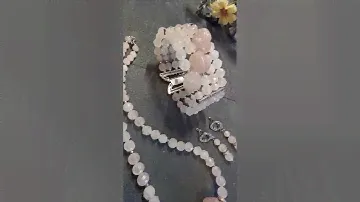 Розовый Кварц! Чокер, браслет и серьги.