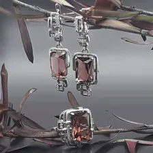 Серьги 1544С Кварц Бургундский