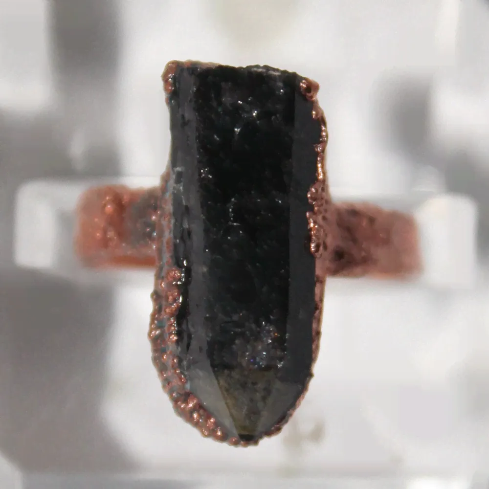 Кольцо Морион, черный Кварц