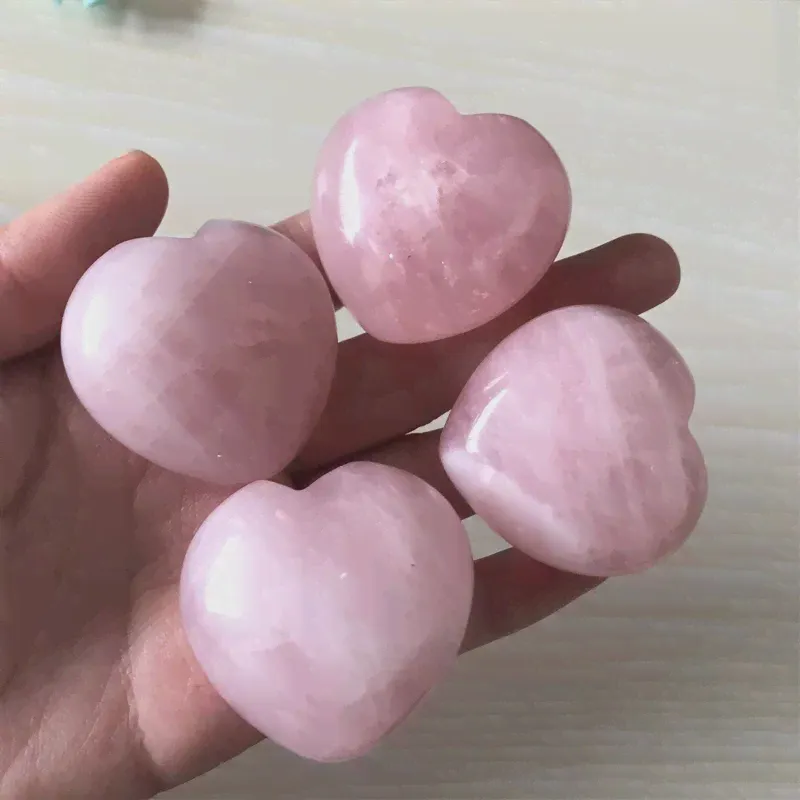 Натуральные Драгоценные Камни Розовый Кварц Сердце Полированный Кристалл Исцеляющие Драгоценные Камни Рейки Камни Для Украшения Дома