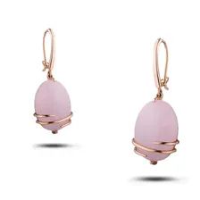 Серьги золотые с камнем розовый кварц, 7,74г